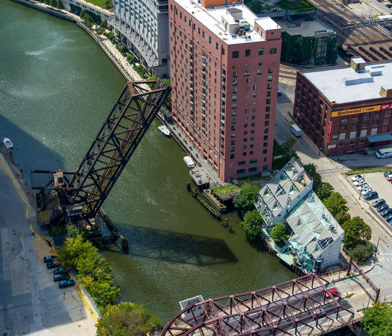 The Chicago and Northwestern Railway Bridge in downtown Chicago