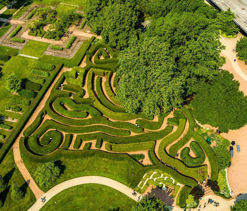 The maze at the Morton Arboretum from the air