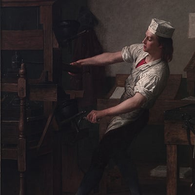 Young Franklin at the Press. Painting by Enoch Wood Perry, 1876. Photo: Albright-Knox Art Gallery, Buffalo, New York