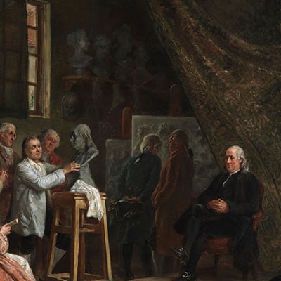 Benjamin Franklin in the studio of French sculptor Jean Antoine Houdon. Photo: Diplomatic Reception Rooms, U.S. Department of State