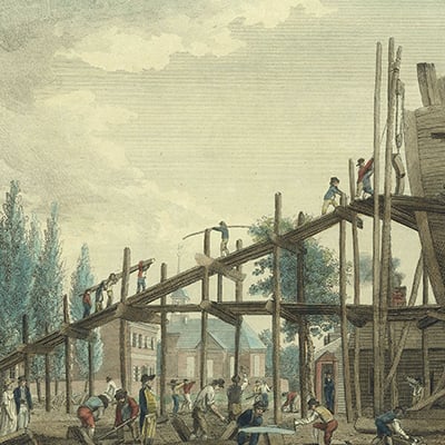 A shipyard in Philadelphia. Engraving by William Birch & son, 1800. Photo: The John Carter Brown Library