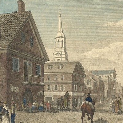 Christ Church in Philadelphia. 1800 print by William Birch. Photo: The Library Company of Philadelphia