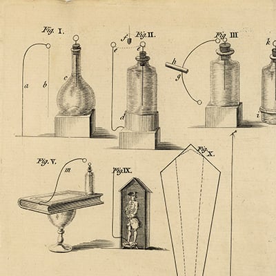 Some of Benjamin Franklin's drawings from his Experiments and Observations on Electricity, 1751. Photo: John Carter Brown Library