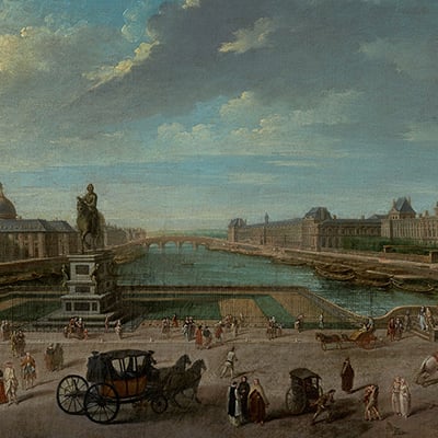 A View of Paris from the Pont Neuf bridge. By Jean-Baptiste Raguenet, 1763. Photo: J. Paul Getty Museum's Open Content Program