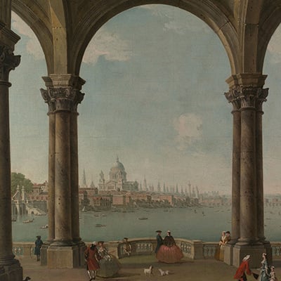 18th century view of London by Antonio Joli. St. Paul's Cathedral and Old London Bridge are visible through an archway imagined by the artist. Photo: The Metropolitan Museum of Art, New York
