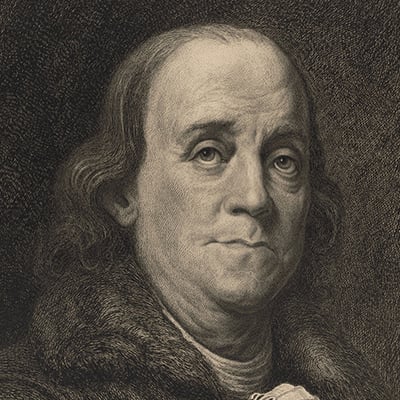 Benjamin Franklin. Etching by Henri Lefort after Duplessis, 1898. Photo: Library of Congress