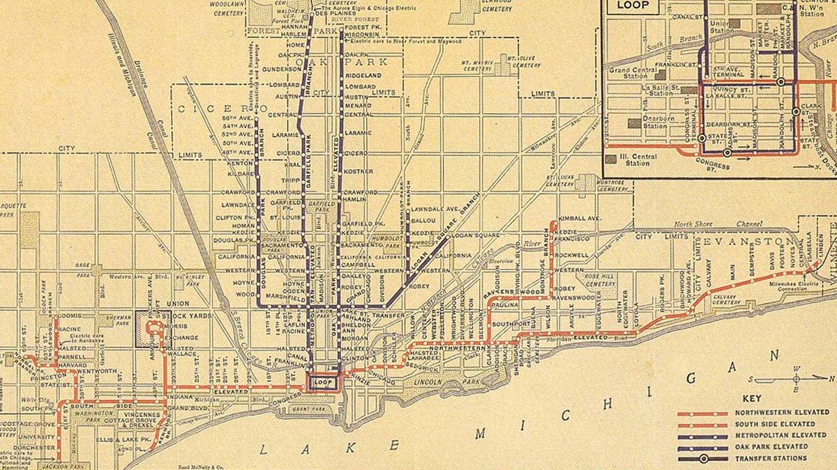 Vintage CTA map circa 1913