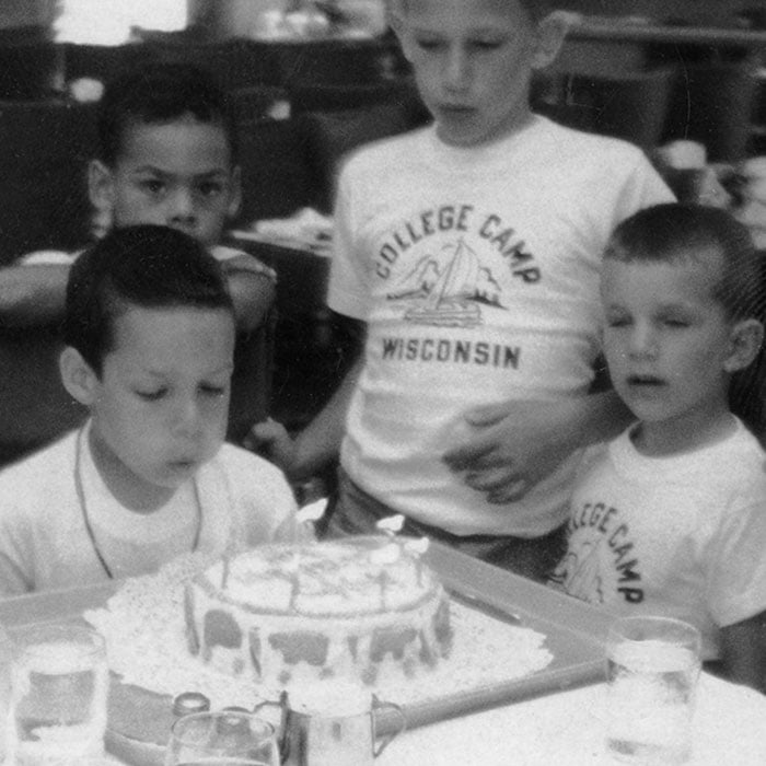 young Geoffrey Baer celebrates his seventh birthday at Lake Geneva, WI