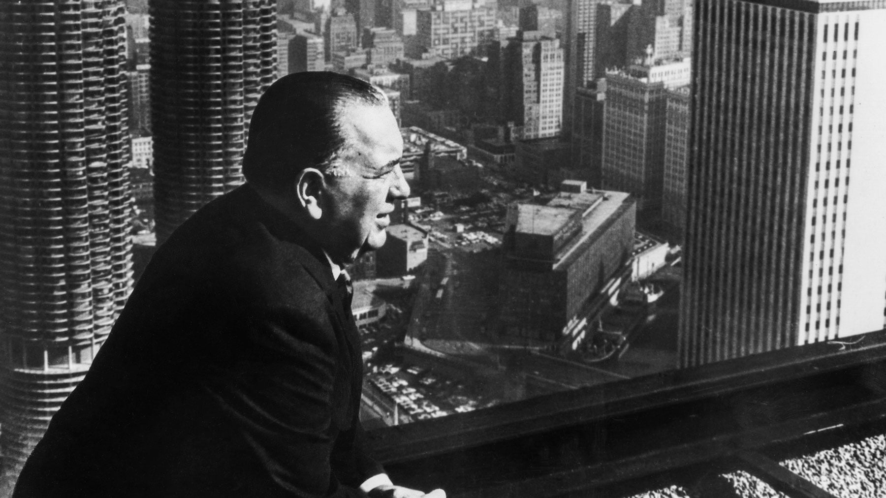 Daley at a downtown construction site in 1969