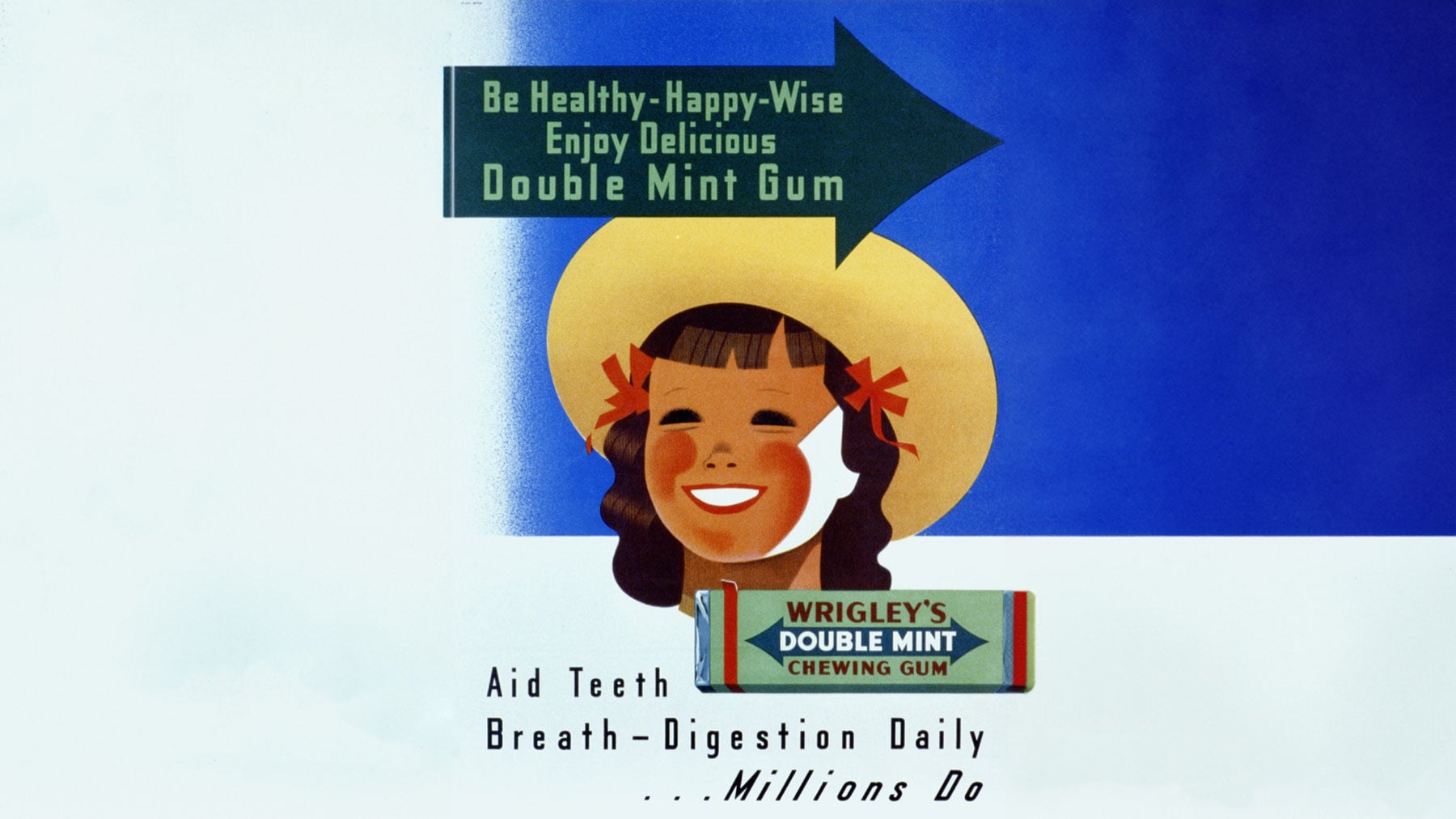 Vintage illustrative ad for Double Mint gum