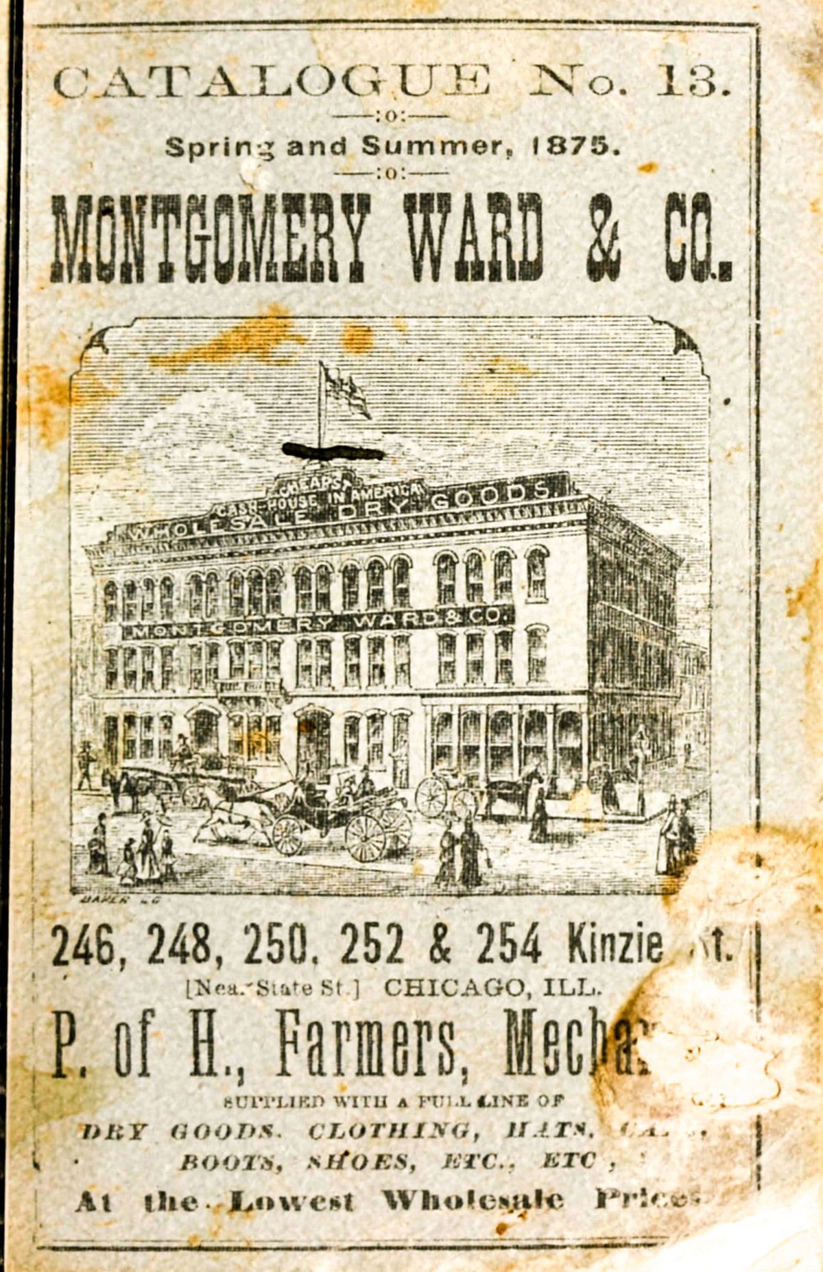 Historic photo of the Ward Warehouse at Clark and Kinsey Streets