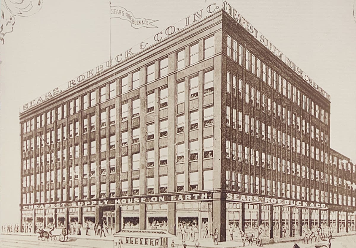 Historical photo of the original Sears warehouse
