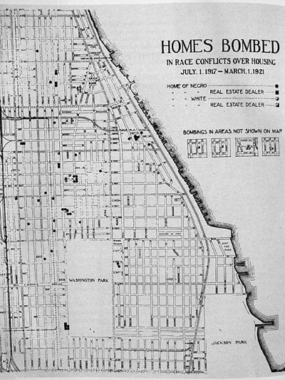 Map of homes that were bombed