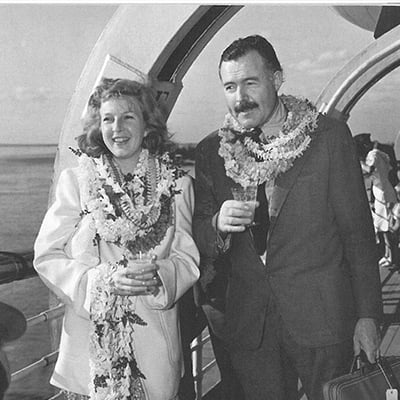 Ernest Hemingway and his third wife, Martha Gellhorn, on board the SS Matsonia arriving in Hawaii during their trip to China, 1941. Photo: Courtesy Ernest Hemingway Collection. John F. Kennedy Presidential Library and Museum, Boston