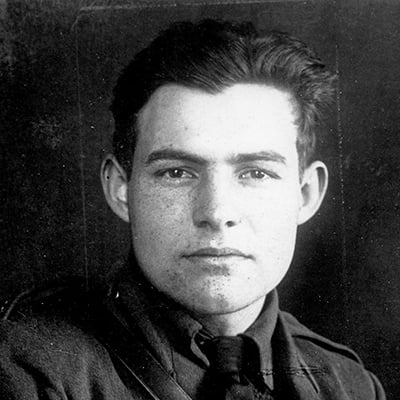 Ernest Hemingway in uniform circa 1918. Photo: Courtesy Ernest Hemingway Photograph Collection. John F. Kennedy Presidential Library and Museum, Boston