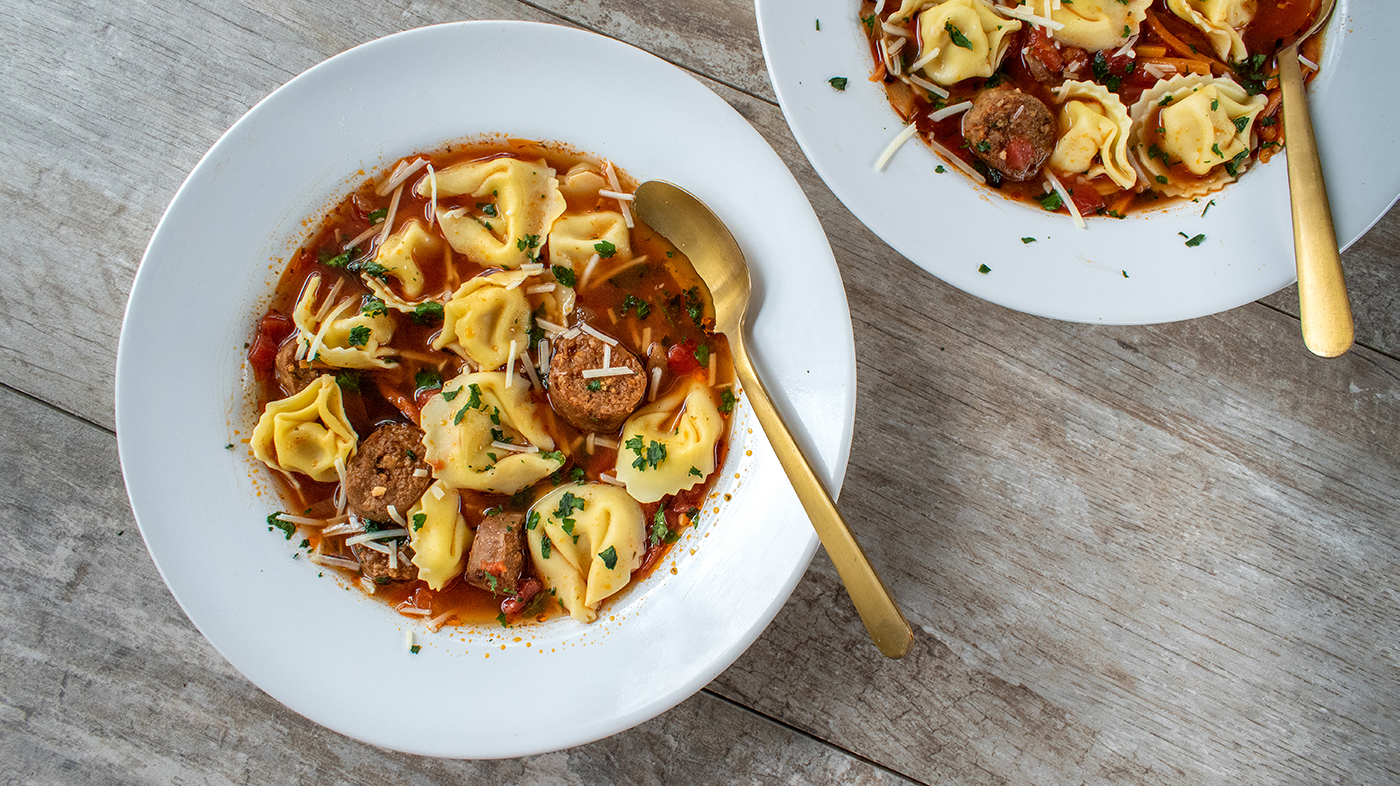 Sausage and tortellini soup