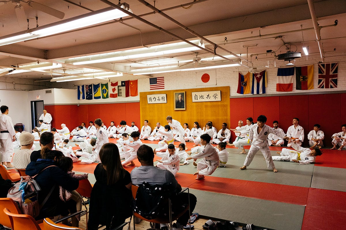 Students perform a judo demonstration