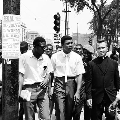 Muhammad Ali visits kids at the Saint Agatha Church, 3147 West Douglas Boulevard, Chicago, Illinois on July 1, 1966. Photo: ST-50000292-0003, Chicago Sun-Times collection, Chicago History Museum