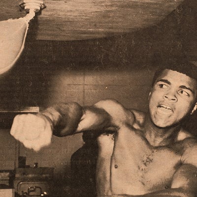 Muhammad Ali training, published on page 9 of ‘Muhammad Speaks,’ November 10, 1967. Photo: Chicago History Museum, ICHi-177193A