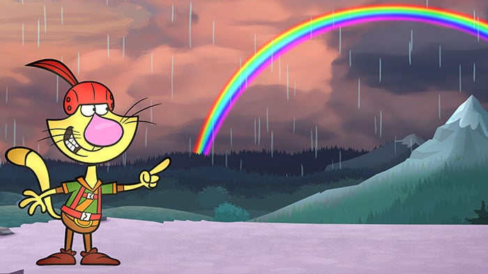 Nature Cat and rainbow