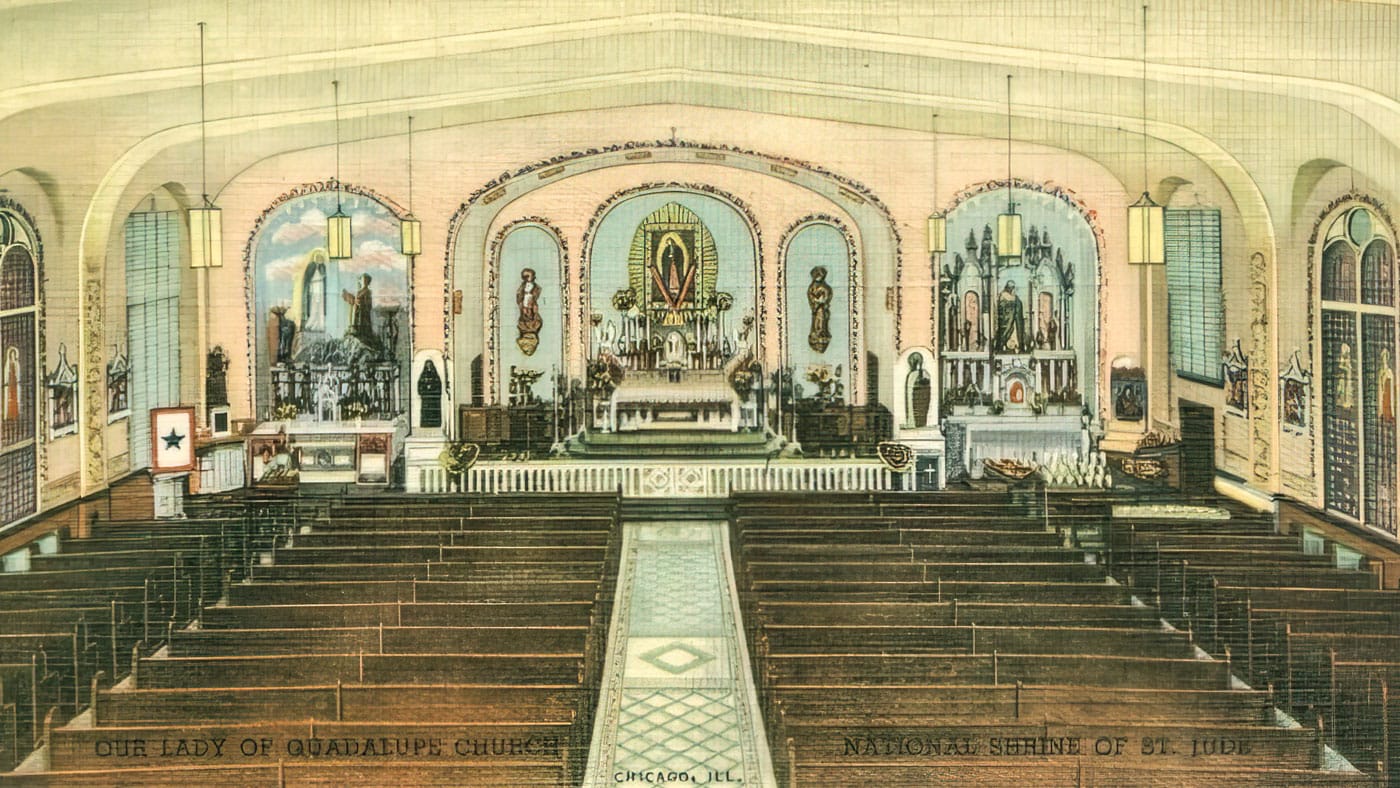 Illustration of inside of Our Lady of Guadalupe Church