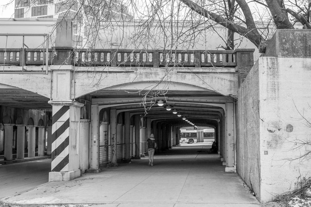 Viaduct that leads to the Hyde Park Metra Station