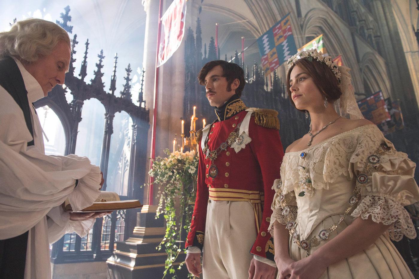 Prince Albert and Queen Victoria resplendent at their wedding. (ITV Plc)