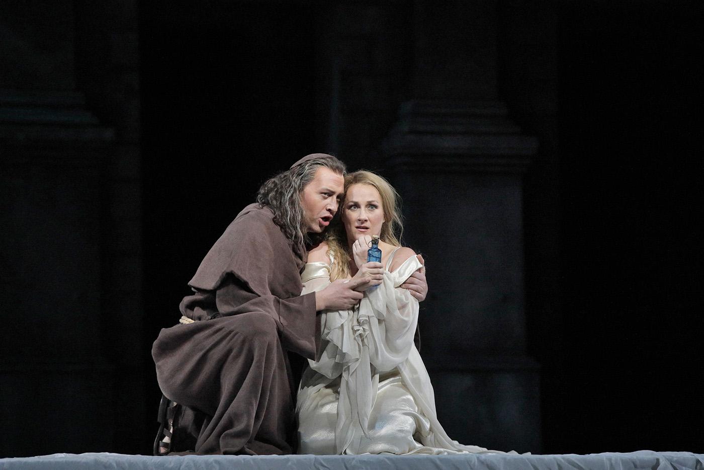 Mikhail Petrenko as Frère Laurent and Diana Damrau as Juliette in Gounod's Roméo et Juliette at the Met. Photo: Ken Howard/Metropolitan Opera