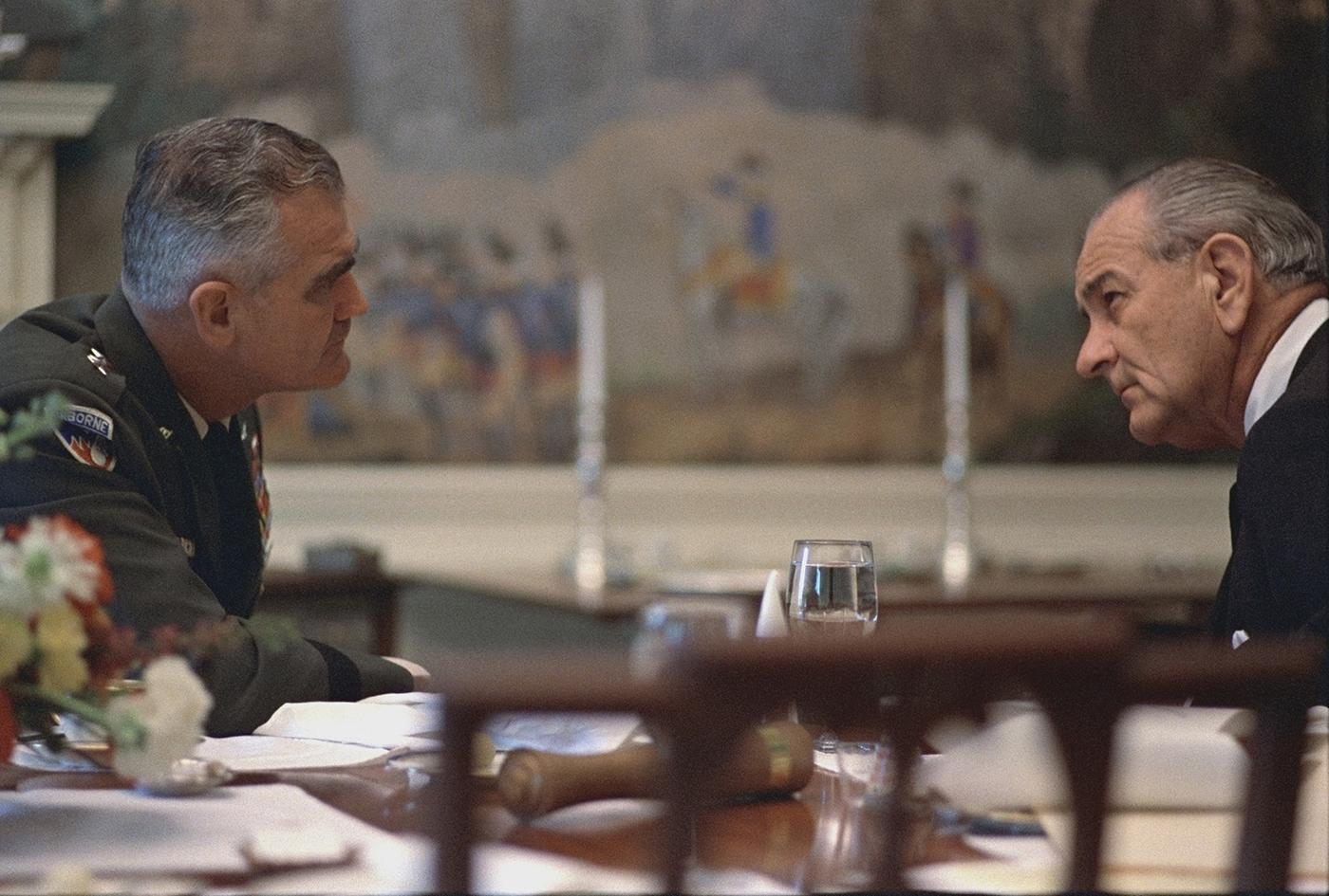 General William Westmoreland and President Lyndon B. Johnson. April 4, 1968. Photo: Lyndon B. Johnson Presidential Library, Audiovisual Archives
