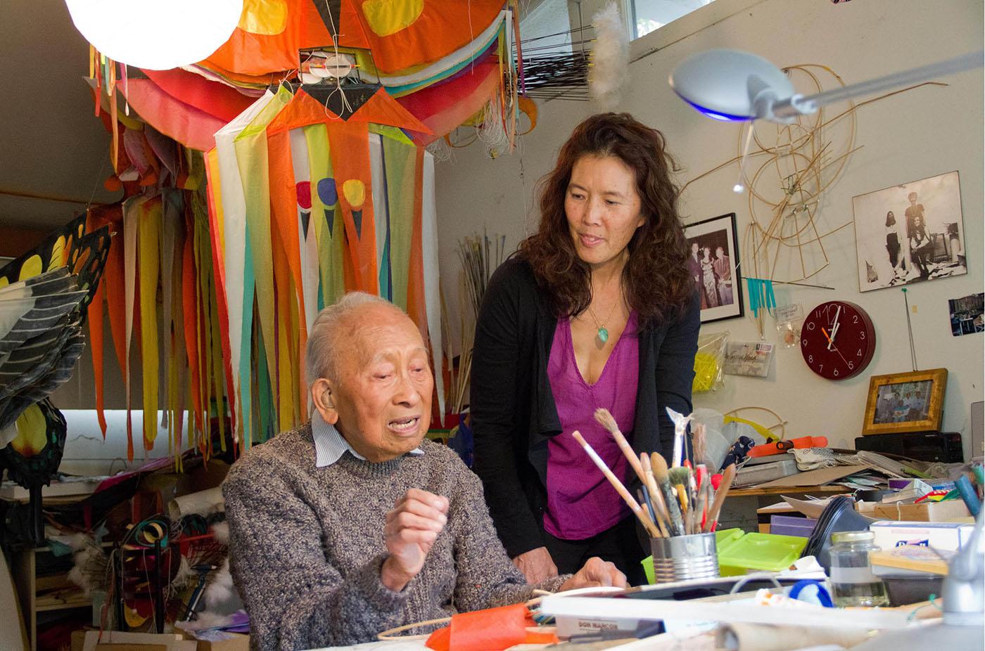 Tyrus Wong in his kite studio. Photo: Ildiko Lazslo