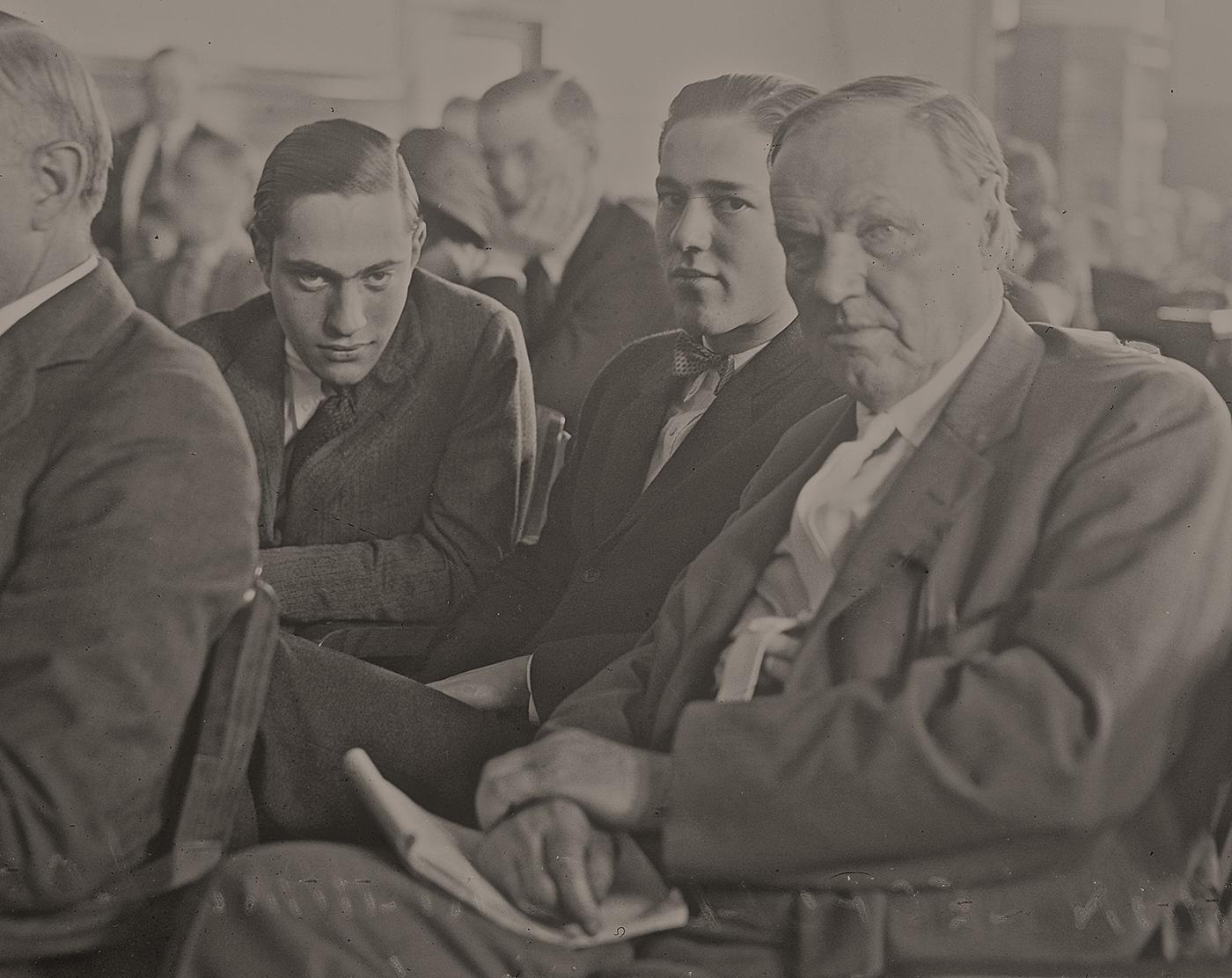 Clarence Darrow with his clients Leopold and Loeb. Photo: Chicago History Museum