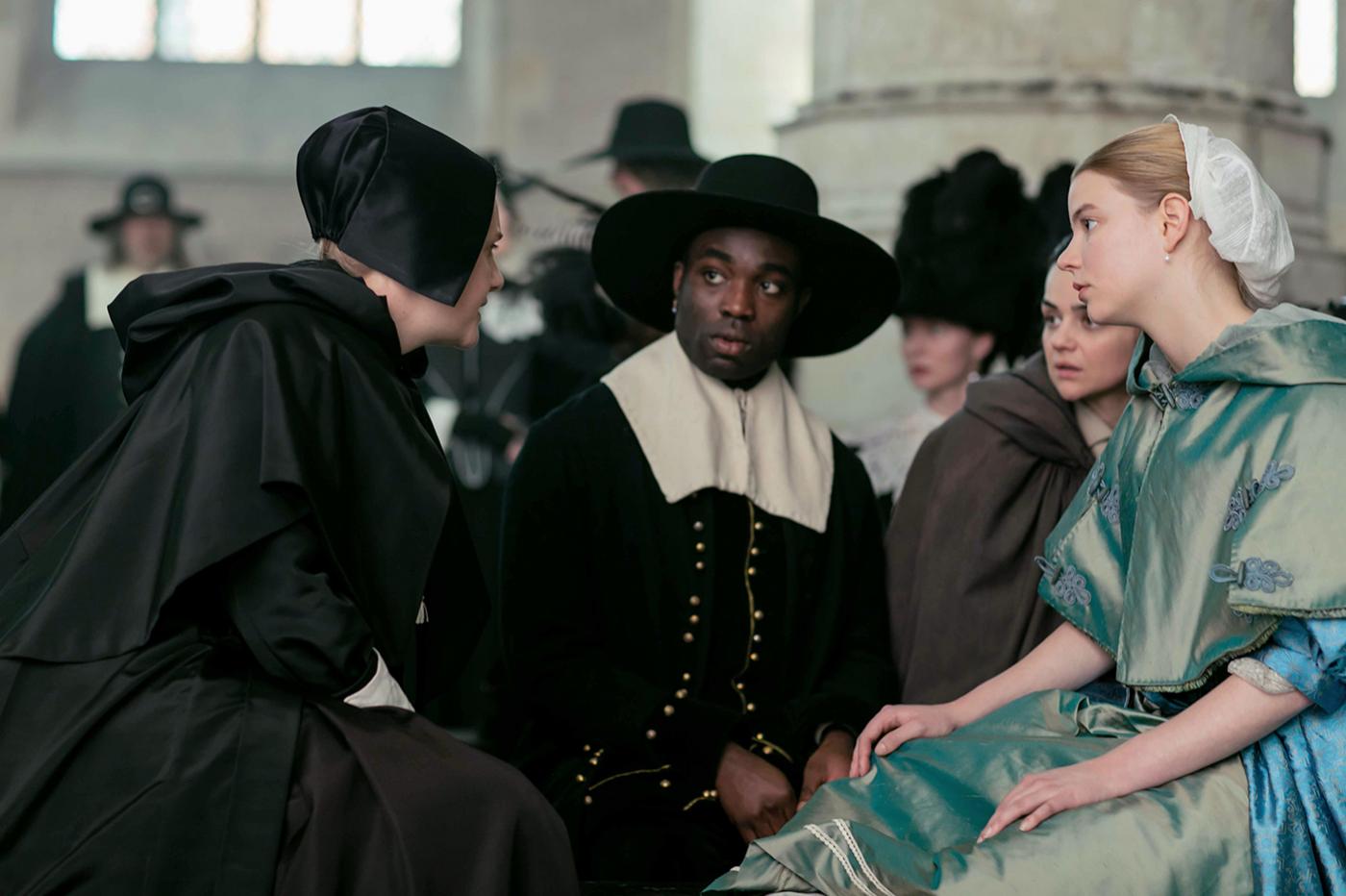 Romola Garai as Marin, Paapa Essiedu as Otto, Hayley Squires as Cornelia and Anya Taylor-Joy as Nella in The Miniaturist. Photo: The Forge/Laurence Cendrowicz for BBC and MASTERPIECE