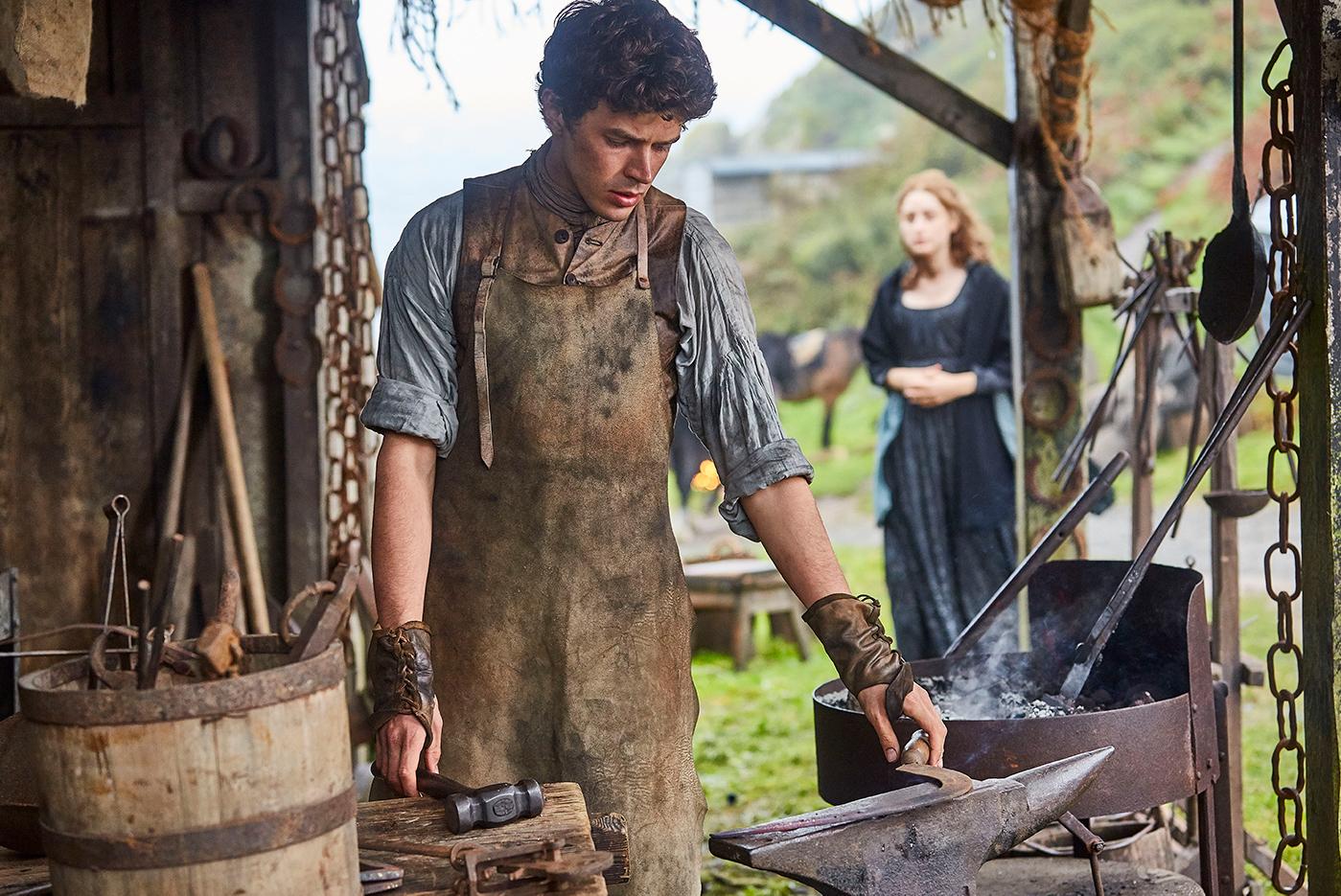 Harry Richardson as Drake and Ellise Chappell as Morwenna in Poldark. Photo: Mammoth Screen for MASTERPIECE