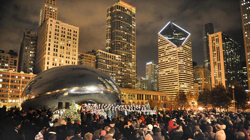 Caroling at the Bean/Cloud Gate. Photo: City of Chicago
