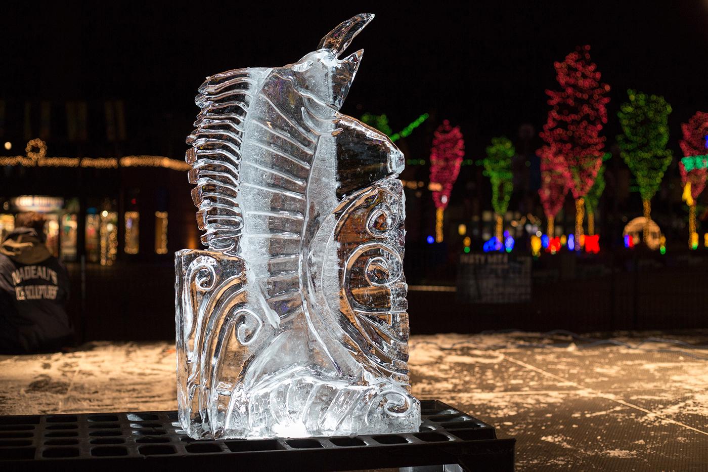 ZooLights ice sculpture. Photo: Lincoln Park Zoo/Julia Fuller