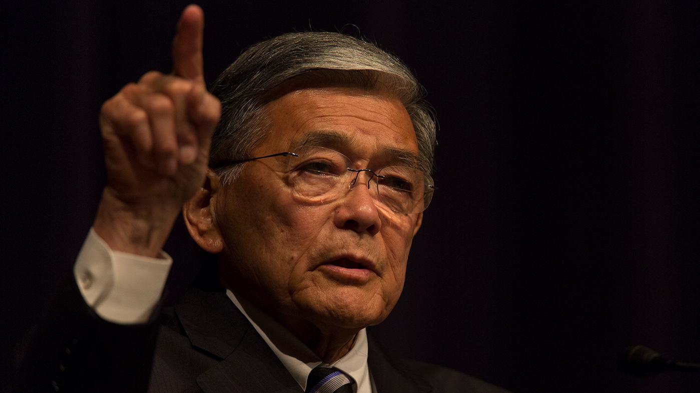 Norman Mineta speaks in honor of Asian Pacific Heritage Month in 2014. Photo: James Tourtellotte/Wikicommons