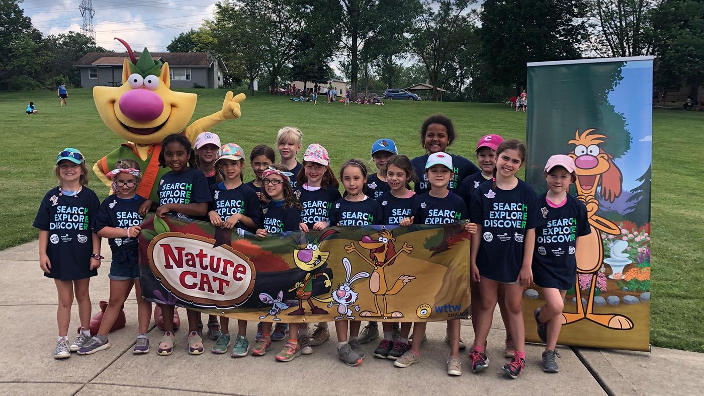 Girl scouts with Nature Cat