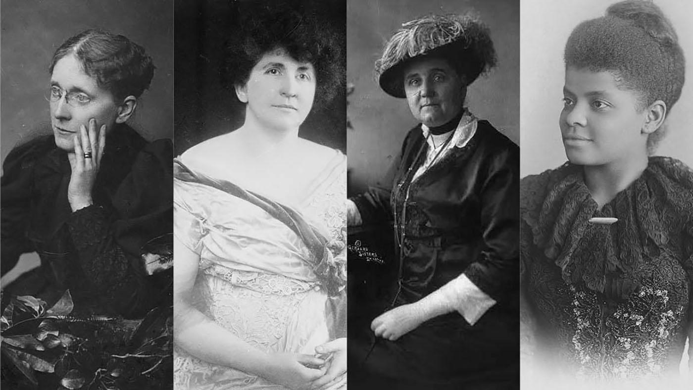 Frances Willard, Grace Wilbur Trout, Jane Addams, and Ida B. Wells. Images