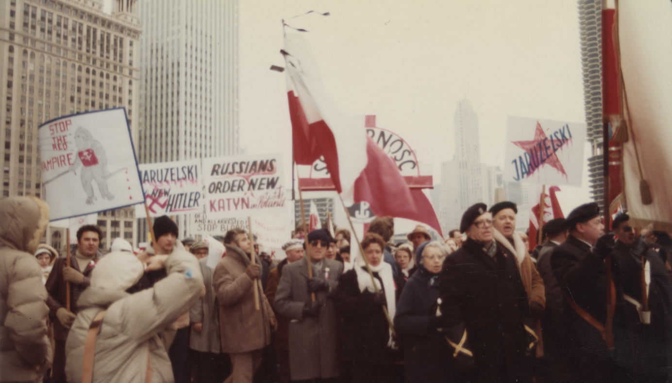 A demonstration in support of Poland's Solidarity in Chicago in December, 1981. Photo: K. Pecak/Polish Museum of America