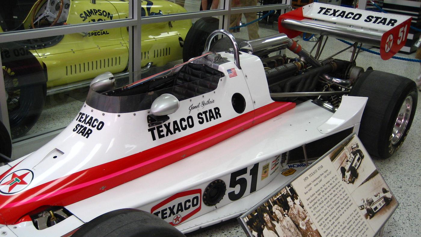	Janet Guthrie's 1978 Wildcat on display at the Indianapolis Motor Speedway Hall of Fame Museum. Photo: Wikimedia Commons/The359