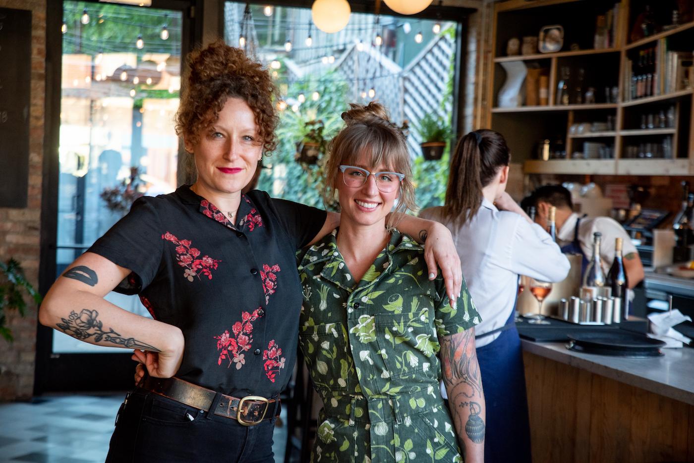 From left, general manager Jessica Line, 36, and Tayler Ploshehanski, 33, at Wherewithall at 3472 N. Elston Ave. in Chicago, Illinois. Photo: WTTW/Kathleen Hinkel