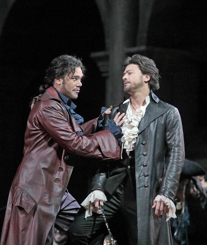 Elliot Madore as Mercutio and Vittorio Grigolo as Roméo in Gounod's Roméo et Juliette at the Met. Photo: Ken Howard/Metropolitan Opera
