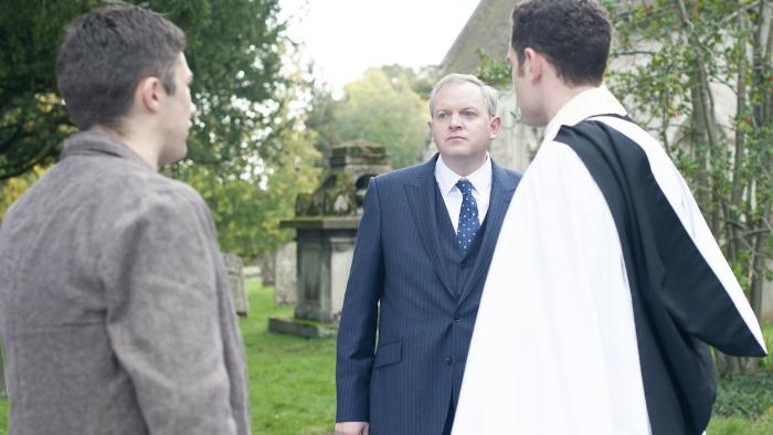 Will with Davy Connor and Marcus Asper in 'Grantchester.' Photo: Masterpiece and Kudos