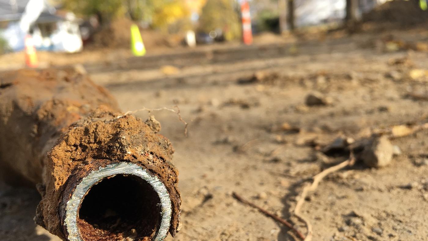 A damaged pipe in Flint, Michigan. Photo: Caitlin Saks/WGBH