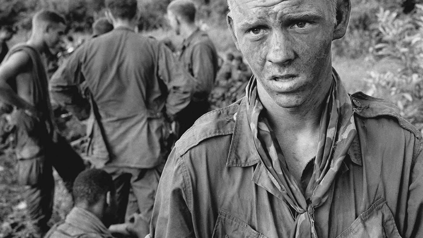 173rd Airborne Brigade paratrooper after an early morning firefight. July 14, 1966. Photo: AP/John Nance 
