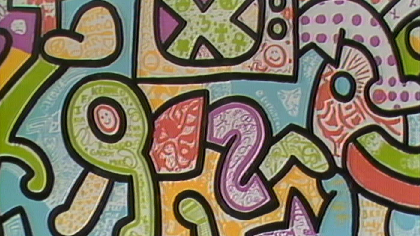 The mural Keith Haring created in Chicago with students in 1989.