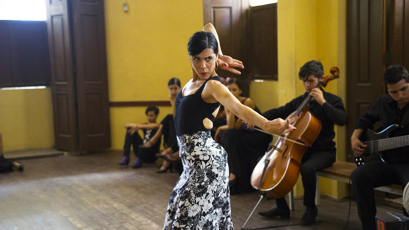 Flamenco dancer Irene Rodríguez performs during a dance class at La Escuela Nacional de Ballet de Cuba in Havana. Photo: Brian Canelles