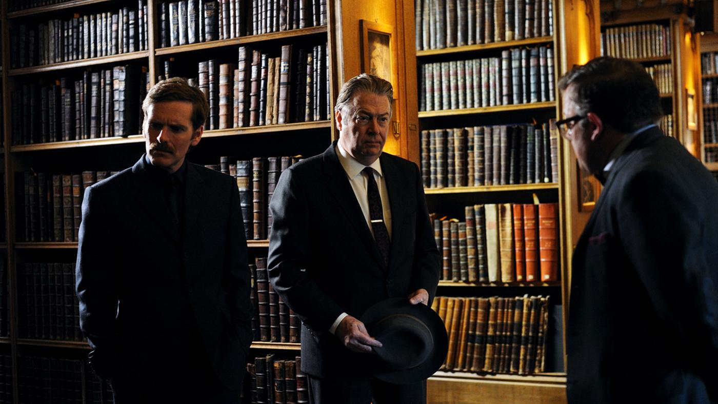 Morse, Thursday, and Dr. DeBryn in Endeavour. Photo: Mammoth for ITV and MASTERPIECE