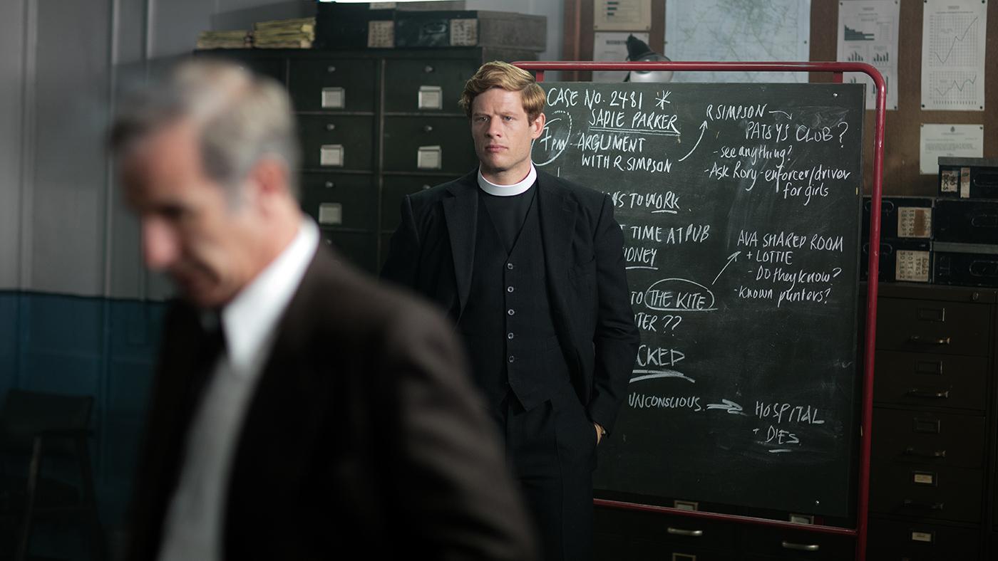 Robson Green as Geordie Keating and James Norton as Sidney Chambers in Endeavour. Photo: Kudos and MASTERPIECE 