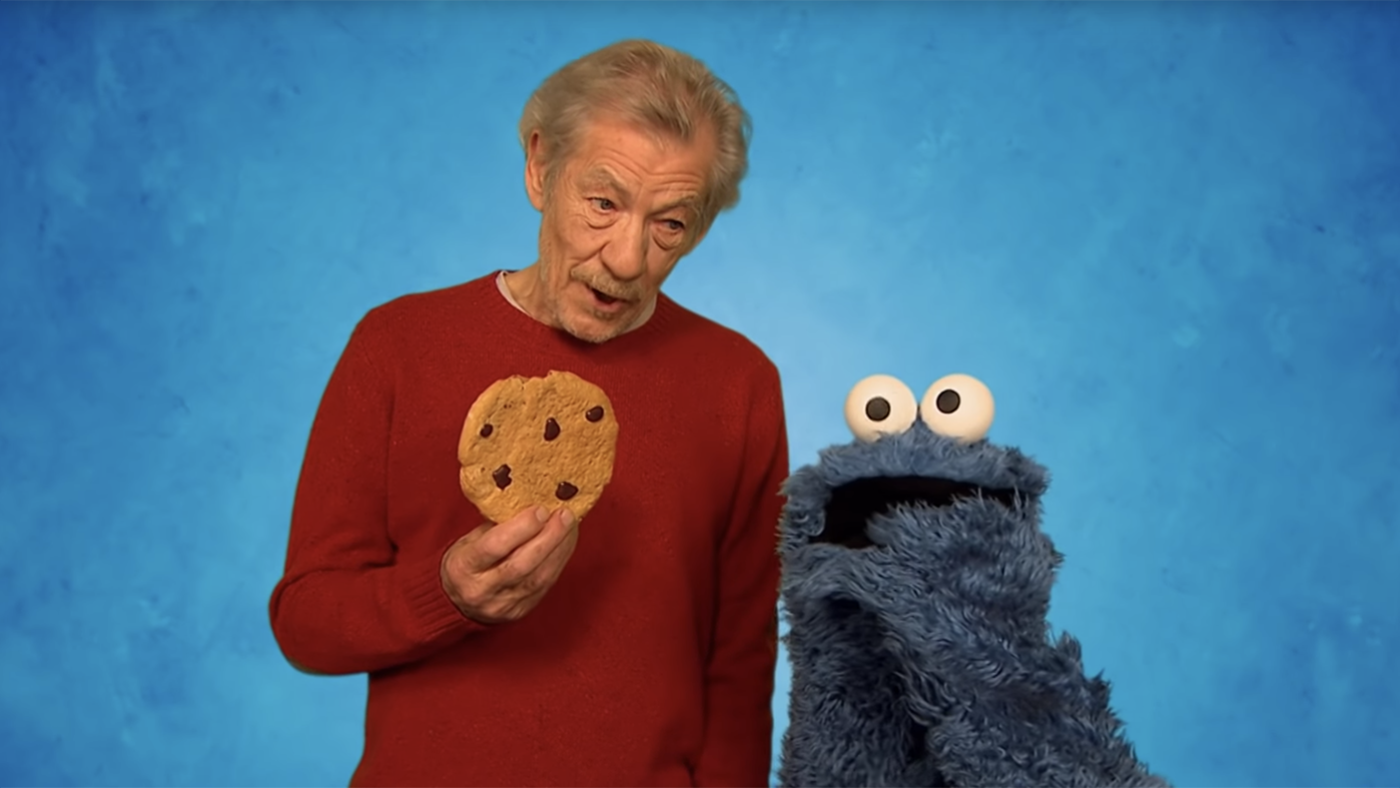 Ian McKellen with Cookie Monster